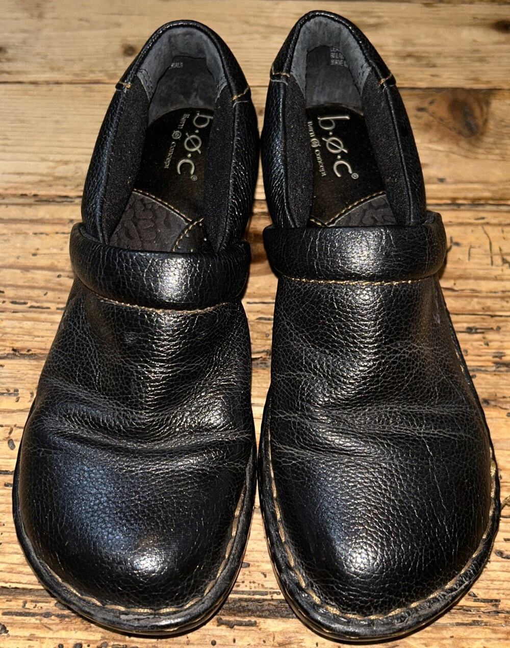 BOC Women’s Black Soft Leather Clogs Size 7/38
